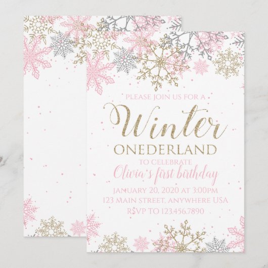 Invitation pour le premier anniversaire de Winter (Devant / Derrière)