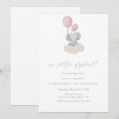 Invitation pour le premier anniversaire d'éléphant (Devant / Derrière)