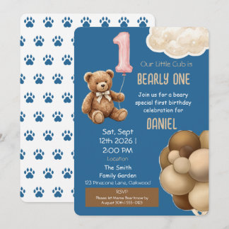 Invitation pour le premier anniversaire d'ourson B