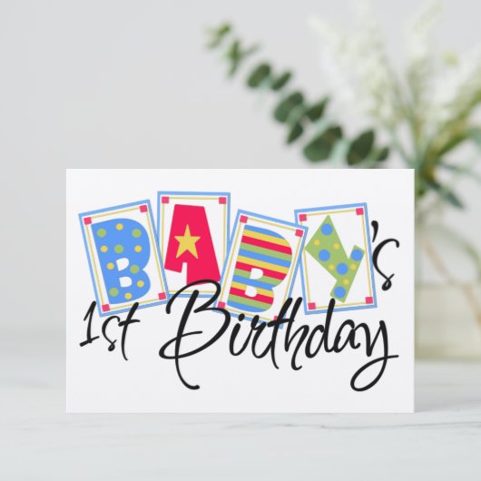 Invitation pour le premier anniversaire du bébé (Debout devant)