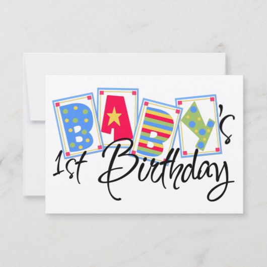 Invitation pour le premier anniversaire du bébé (Devant)