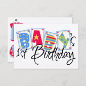 Invitation pour le premier anniversaire du bébé (Devant / Derrière)