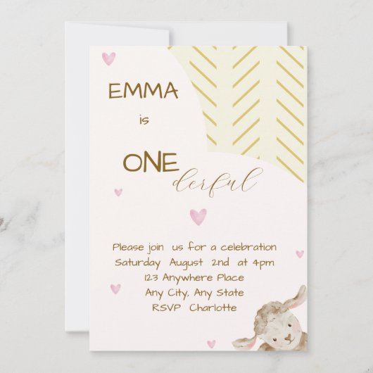 Invitation pour le premier anniversaire du bébé (Devant)