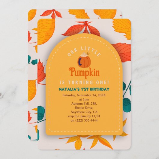 Invitation pour le premier anniversaire du bébé d' (Devant / Derrière)