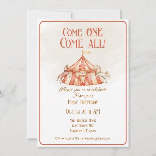 Invitation pour le premier anniversaire du Cheval  (Devant)