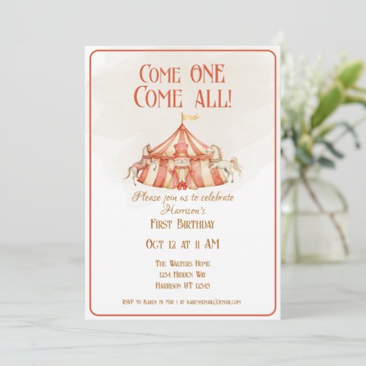 Invitation pour le premier anniversaire du Cheval  (Debout devant)