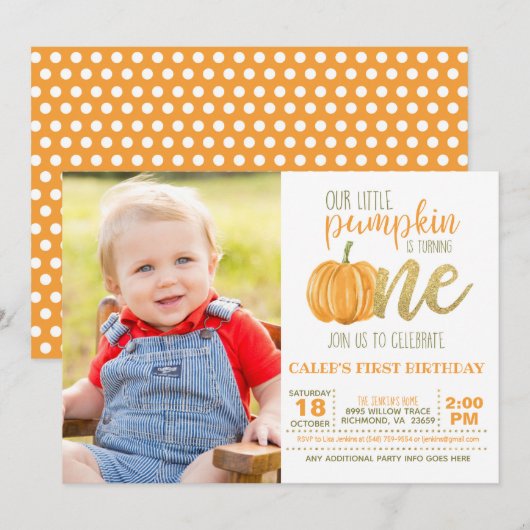 Invitation pour le premier anniversaire du citroui (Devant / Derrière)