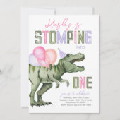 Invitation pour le premier anniversaire du dinosau (Devant)