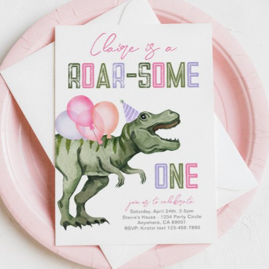 Invitation pour le premier anniversaire du dinosau