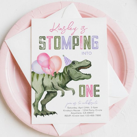 Invitation pour le premier anniversaire du dinosau