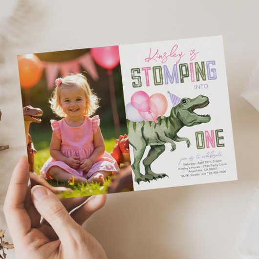 Invitation pour le premier anniversaire du dinosau