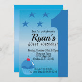 Invitation pour le premier anniversaire du garçon (Devant / Derrière)