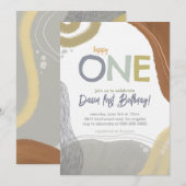 Invitation pour le premier anniversaire du garçon  (Devant / Derrière)