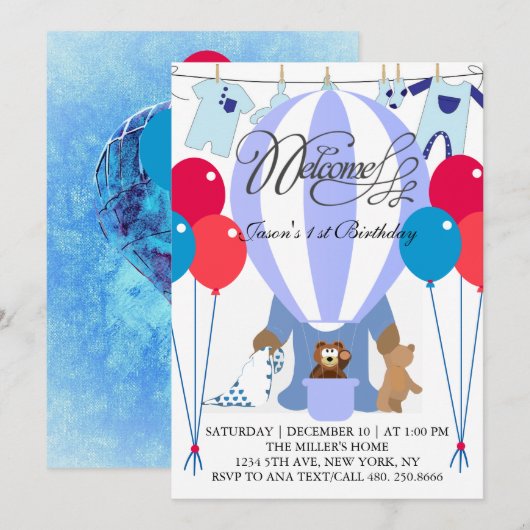 Invitation pour le premier anniversaire du monde d (Devant / Derrière)