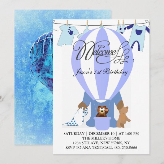 Invitation pour le premier anniversaire du monde d (Devant / Derrière)