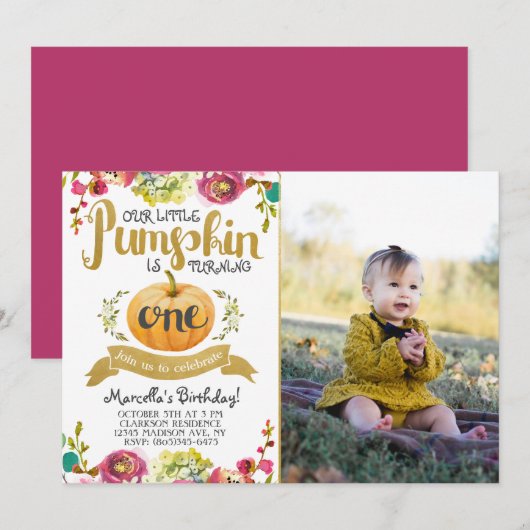 Invitation pour le premier anniversaire du petit C (Devant / Derrière)
