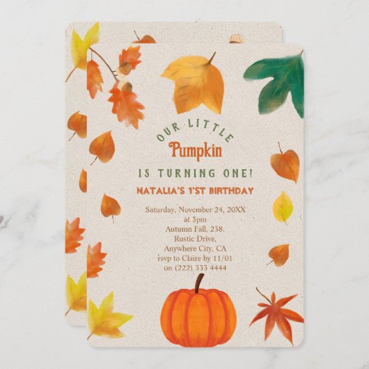 Invitation pour le premier anniversaire du petit C (Devant / Derrière)