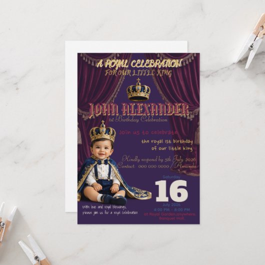 Invitation pour le premier anniversaire du petit r (Devant/Arrière en situation)