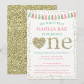 Invitation pour le premier anniversaire d'une fill (Devant / Derrière)