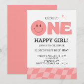Invitation pour le premier anniversaire d'une fill (Devant / Derrière)