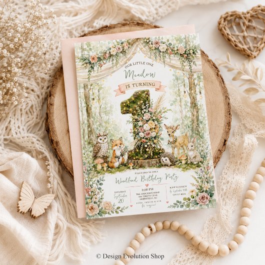 Invitation pour le premier anniversaire en forêt