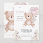 Invitation pour le premier anniversaire et le bapt (Devant / Derrière)
