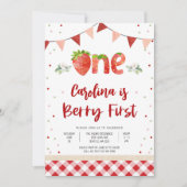 Invitation pour le premier anniversaire fraise (Devant)