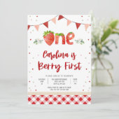 Invitation pour le premier anniversaire fraise (Debout devant)