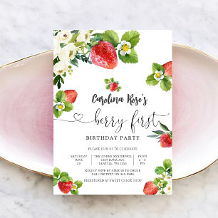 Invitation pour le premier anniversaire fraise