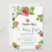 Invitation pour le premier anniversaire fraise (Devant)