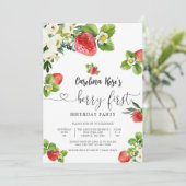 Invitation pour le premier anniversaire fraise (Debout devant)