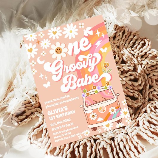 Invitation pour le premier anniversaire Groovy Hip