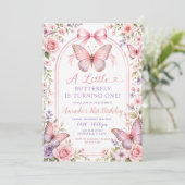 Invitation pour le premier anniversaire Papillon R (Debout devant)