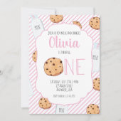 Invitation pour le premier anniversaire rose avec (Devant)