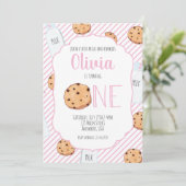Invitation pour le premier anniversaire rose avec (Debout devant)