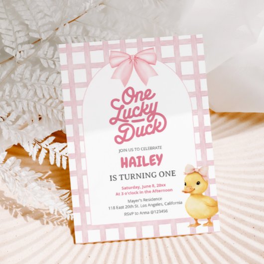 Invitation pour le premier anniversaire rose d'un