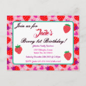 Invitation pour le premier anniversaire Rose Frais (Devant)