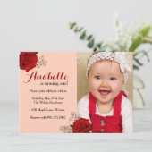 Invitation pour le premier anniversaire Rose Rouge (Debout devant)