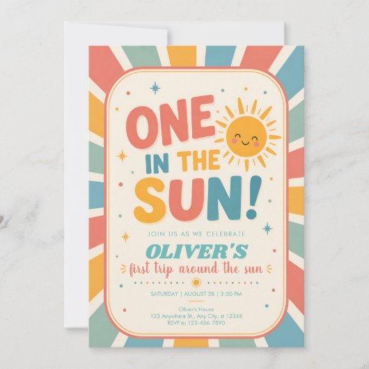 Invitation pour le premier anniversaire sous le so (Devant)