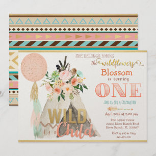 Invitation pour le premier anniversaire Tribal Tee