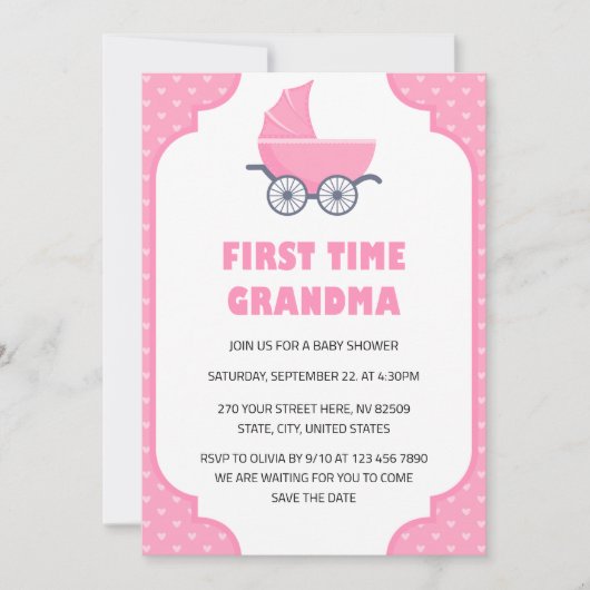 Invitation pour le premier Baby shower de grand-mè (Devant)