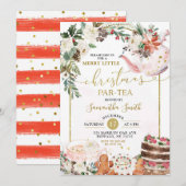 Invitation pour le thé de Noël Floral d'Hiver - Pa (Devant / Derrière)