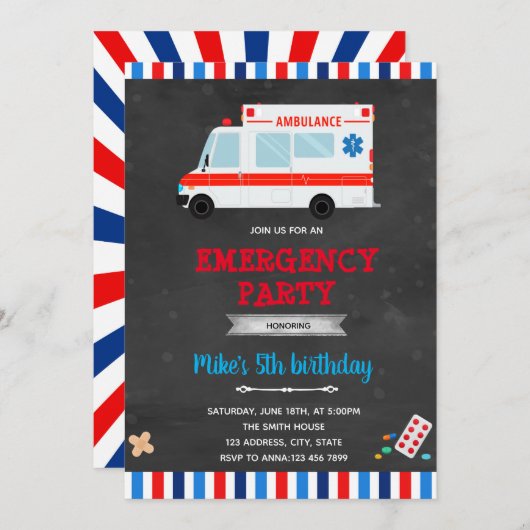 Invitation pour le transport d'urgence en ambulanc (Devant / Derrière)