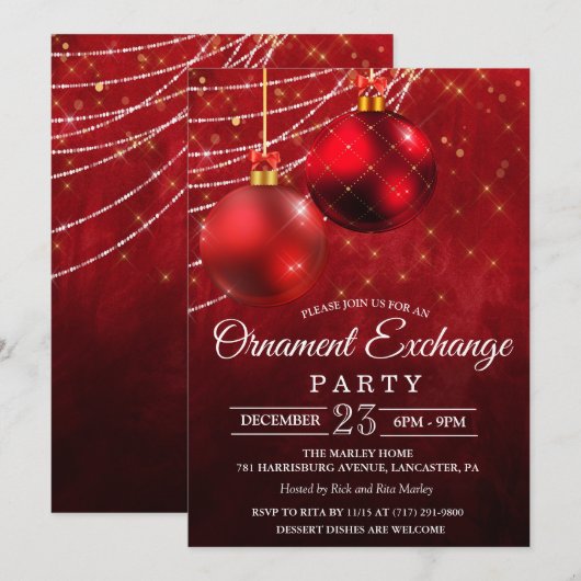 Invitation pour l'échange d'ornements de fêtes (Devant / Derrière)