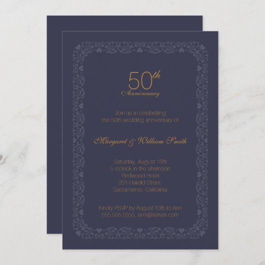 Invitation pour l'élégant mariage classique (Devant / Derrière)