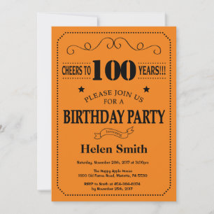Invitation pour les 100 ans Anniversaire Noir et O