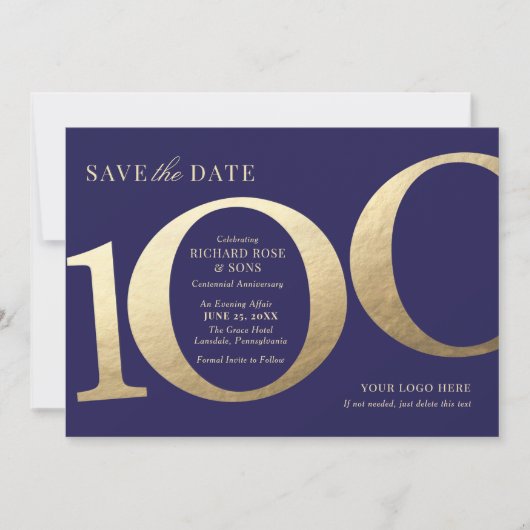 Invitation pour les 100 ans d'entreprise (Devant)