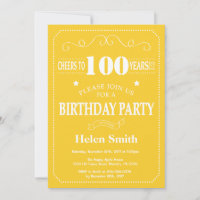 Invitation pour les 100 ans Jaune et Blanc