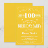 Invitation pour les 100 ans Jaune et Blanc (Devant / Derrière)