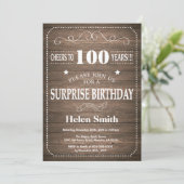 Invitation pour les 100 ans Surprise Rustique (Debout devant)